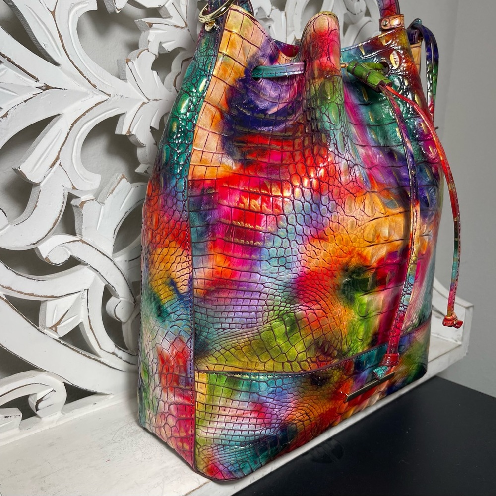 SOLD Brahmin Marlowe Bucket Bag Fallstruck Melbourne Leather - Picture 3 of 9